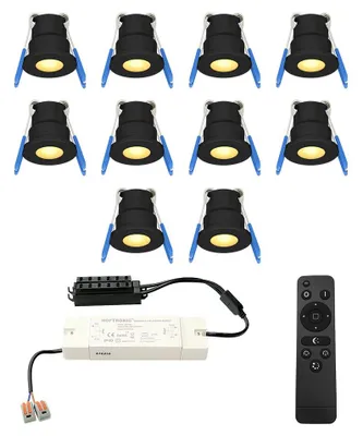 Image de HOFTRONIC - Lot de 10 spots LED encastrables 3W 12V Noir Dimmable IP65 2700K