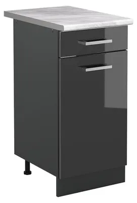 Zdjęcie produktu dla Szafki kuchenne Vicco R-Line Antracyt połysk/Antracyt 40 cm blat roboczy Marmur, Model 61016