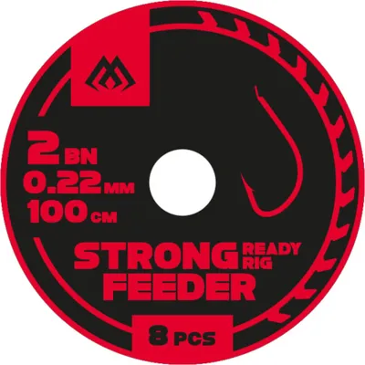 Zdjęcie produktu dla 8x 100 cm klasyczny zestaw feederowy STRONG haczyk wędkarski #6 / Ø0,18 mm