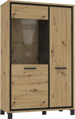 Produktbild von Furniture24 Vitrine Trondheim TDHV622L Standvitrine, Vitrineschrank mit 1 Glasstür und 1 Holztür Ohne Beleuchtung