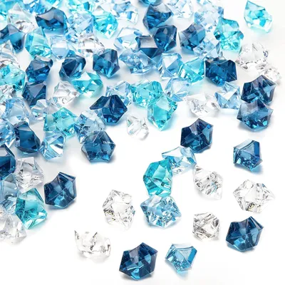 150 Acryl-Eiswürfel, blau/transparent, 1,8 x 2,5 cm, für Deko