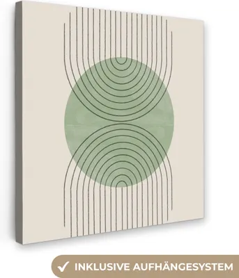 Produktbild von MuchoWow® - Leinwandbilder - Kreis - Linien - Abstrakt - Grün, Wandbild, Wanddeko Bilder Wohnzimmer, 20x20 cm