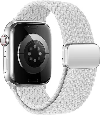 Produktbild von FFO2World geflochtenes Nylonarmband mit Magnetverschluss für Apple Watch 42–49 mm – Elastisch & verstellbar, Grau