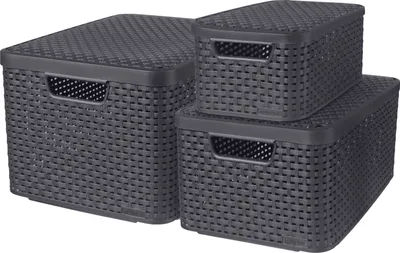 Obrázok produktu pre STYLE box sada 3 ks S/M/L s vekom, antracitová farba