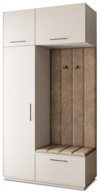 Produktbild von Masseno Garderobe-Set REMA 120/240/60 cm Modern Garderobenschrank Kaschmir, Veloursstoff MONOLITH 09 (Beige)