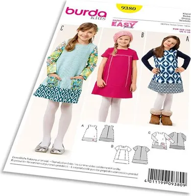 Obrázok produktu pre Strih Burda 9380 - Detské áčkové šaty