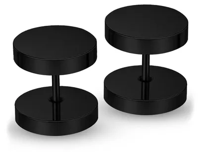 Produktbild von Ohrstecker mit Schraubverschluss Edelstahl 316L Schwarz 4–16mm Fake Plug Tunnel - 10 mm
