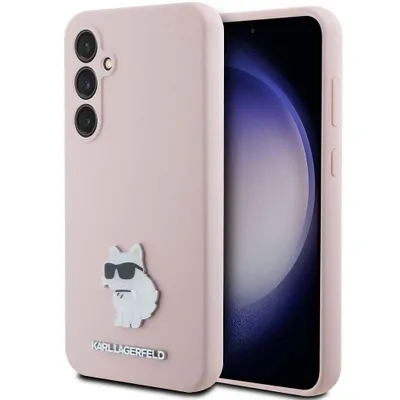 Obrázek produktu pro Pouzdro Karl Lagerfeld Silicone Choupette Metal Pin Na Samsung Galaxy S23 Fe - růžové