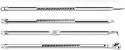 Produktbild von EWANTO Mitesserentferner 4er Set aus Edelstahl Silber Blackhead Remover Porenreiniger für Behandlung v. Pickeln und Akne ME-02