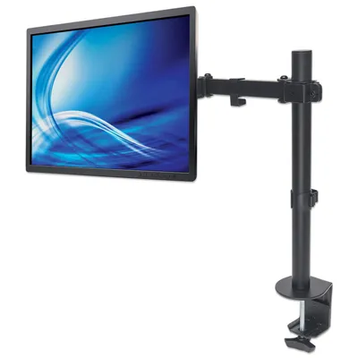 Produktbild von Manhattan Tischhalterung mit Monitorarm für ein Display, Für ein Display von 13" bis 32" und bis zu 8 kg, zweifach schwenkbar, schwarz, Klemme, 8 kg, 33 cm (13"), 81,3 cm (32"), 100 x 100 mm, Schwarz
