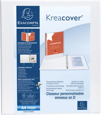 Produktbild von Exacompta 10x Ringbuch PP 2Ring 40mm in D-Form Rücken 64mm A4 Maxi Weiß 51823E