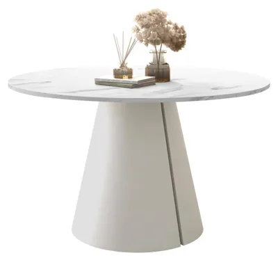 Produktbild von MIRJAN24 Tisch Calma 120, Esszimmer Tisch, Beine aus Stahl (Farbe: Cashmere / Bianco Marmor)