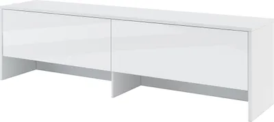 Produktbild von MEBLINI Hängeschrank für Horizontal Schrankbett Bed Concept - Wandschrank mit Ablagen, Fächern und Teleskopen - Wandregal - BC-09 für 140x200 Horizontal - Weiß/Weiß Hochglanz