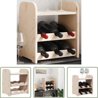 Obrázok produktu pre The Living Store Stojan na víno s hornou policou 33x25x37 cm z masívneho borovicového dreva