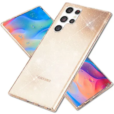 Zdjęcie produktu dla Etui NALIA Clear Glitter do Samsung Galaxy S22 Ultra, przezroczyste złote