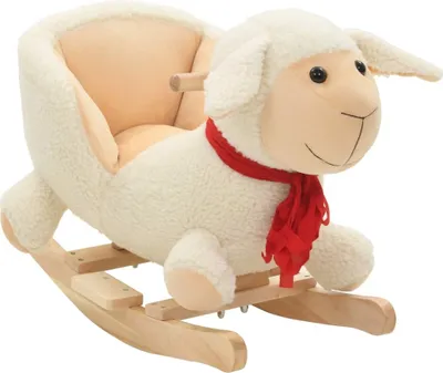 Produktbild von Schaukeltier Schaf mit Rückenlehne Plüsch 60x32x50 cm Weiß