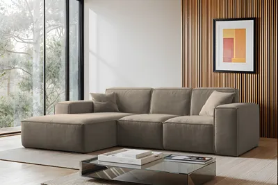 Produktbild von Kaiser Möbel Ecksofa, Sofa L form, Couch L form Siena L stoff Salvador Dunkelbeige Links