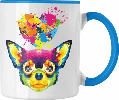 Produktbild von Trendation - Chihuahua Herz Farbe Besitzer Tasse Geschenk Lustiger Spruch Geschenkidee Chihuahua Liebhaber (Blau)