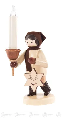 Produktbild von Weihnachtliche Miniatur Lampionkind Mädchen mit Stern, inklusive LUMIX LED-Kerze (nicht für Wachskerzen geeignet) Breite x Höhe x Tiefe 8 cmx13 cmx7 cm NEU