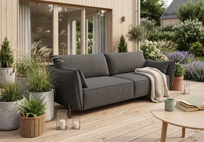 Produktbild von Kaiser Möbel Sofa 3-Sitzer für Terrasse und Garten, Stoff Sunlight, Dunkelgrau, SUNMEE