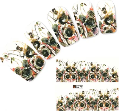 Produktbild von Tattoo Nail Blumen Blätter Aufkleber Nagel Sticker