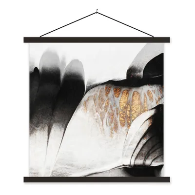 Produktbild von MuchoWow® Textilposter Gold - Abstrakt - Design 120x120 cm mit schwarzem Rahmen - Aufhängungsset