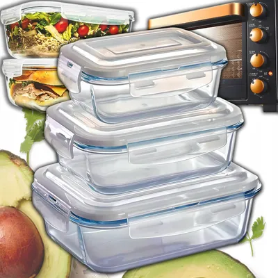 Produktbild von Avocado Home | Frischhaltedosen Set - 3-teilig - Glas - Hitzebeständig - Praktisch für Mahlzeiten