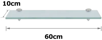 Image de Étagère de salle de bain Vigevee 60 x 10 cm, en verre dépoli, étagère murale pour salle de bain, en verre de sécurité trempé, à fixation murale