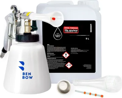 Produktbild von Benbow Set 6-tlg, PRO 004 Blue Storm Druckluft Reinigungspistole, Behälter 1L, 6 Bar Druck + 3x Tube + CLEANTECH CO 5L Universal Reiniger