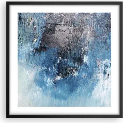 Produktbild von Gerahmtes Poster - Schwarzer Rahmen - Abstraktion Blau Schwarz - 50x50 cm - Wand Bild - Wanddeko - Wandbilder - Wandposter - Bilderrahmen - Bilder - Kunstdruck - Wandbild - P2BAC50x50-4155
