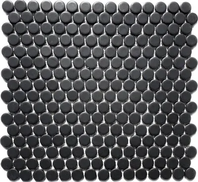 Produktbild von Mosaik Fliese Keramik Knopf schwarz matt MOS10-0311