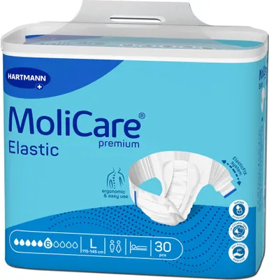 Image de Molicare Premium Slip Elastic 6 gouttes Large - 1 paquet de 30 protections