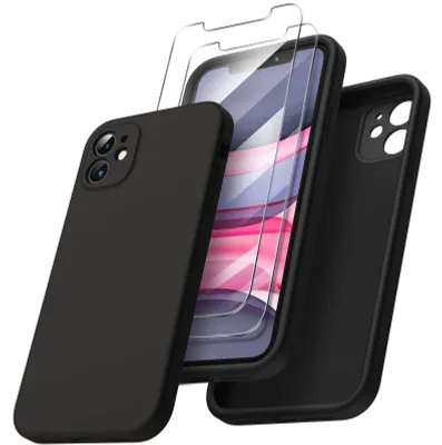 Immagine prodotto di Custodia in silicone con 2 protezioni per lo schermo, compatibile con iPhone 11
