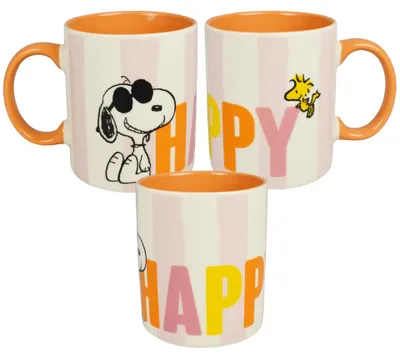 Snoopy Kaffeetasse aus Keramik, weiß/orange, 320 ml