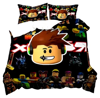Produktbild von Roblx Bettwäsche 135x200cm, Anime Bettbezug-Set mit 50x75cm Kissenbezug, Microfaser, angenehm und weich, für Fans