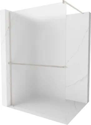 Zdjęcie produktu dla Mexen Kioto+ ścianka prysznicowa z półką 90 x 200 cm, szkło matowe, nikiel szczotkowany - 800-090-121-97-30