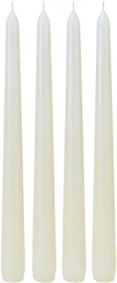 Immagine prodotto di Candele con base affusolata, candele da tavolo, candelabri in set da 4 pezzi, colore bianco, confezione da 4 pezzi, dimensioni: altezza/diametro circa 25 x 2 cm.