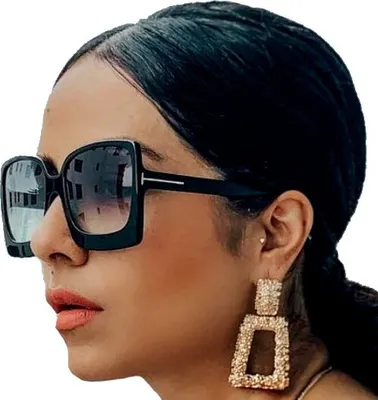 Produktbild von Damen-Sonnenbrille - Übergröße - Sommer-Styling - UV-Schutz - Quadratisch - Schwarz