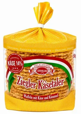 Produktbild von Ziegler Käsetaler Waffeln mit Käse und Kümmel 150g