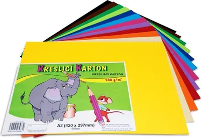 Obrázok produktu pre Karton kreslící A3, 180 g, 12 barev, 60 ks