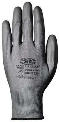 Zdjęcie produktu dla Rękawice robocze Sir Safety Spandex, powlekane poliuretanem, 12 par, rozmiar S, kolor szary