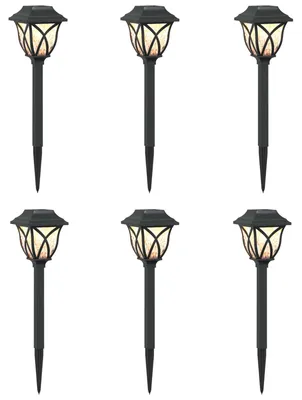 Obrázek produktu pro vidaXL Venkovní solární světla s hřebíkem pro ukotvení, 6 kusů, teplé bílé světlo, 42 cm, materiál: PP