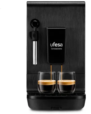 Imagen del producto de Ufesa Sensazione, máquina de café espresso, 1,4 litros, para granos de café y café molido, con molinillo integrado, color negro
