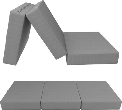Produktbild von POKAR Klappmatratze 3-teilige Faltmatratze Gästematratze Feldbett Klappbett, Größe:80 x 195 x 15 cm, Farbe:Grau