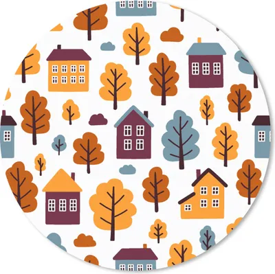 Produktbild von MuchoWow® Mauspad Mousepad Muster - Haus - Bäume 30x30 cm - Mousepads - Maus Mat - Pad - Mausunterlage - Tischunterlage - Schreibtischmatten