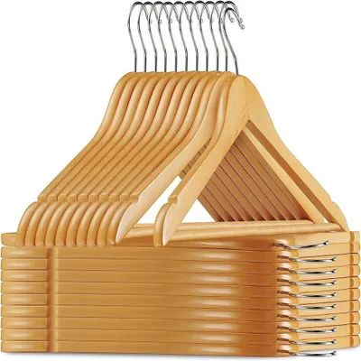 Image de Cintres en bois - Lot de 10 avec rotation à 360°