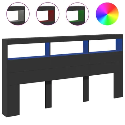 Produktbild von vidaXL LED-Kopfteil mit Ablagen Schwarz 200x17x102 cm