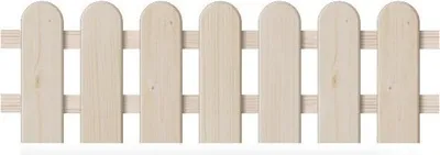 A close-up view of a light-colored wooden picket fence.