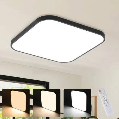 Immagine prodotto di ZMH Lampada da soffitto a LED dimmerabile 15 W  Piatta 27 cm  Illuminazione da soffitto con telecomando Lampada da cucina nera per camera da letto soggiorno