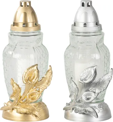 Productafbeelding van Graflicht Grave, glas, met calla's, goud-/zilverkleurig, 40 h, 110 g, 28 cm - Set van 8 stuks